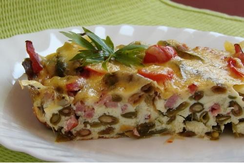 Яичная запеканка со стручковой фасолью , Рецепт приготовления