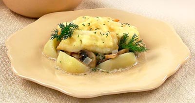 Филе белой рыбы, тушеное с грибами, Рецепт приготовления