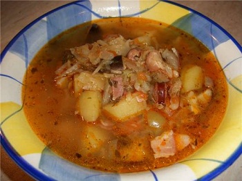 Щи кислые с копченостями, Рецепт приготовления