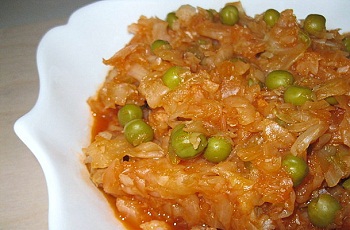 Капуста со свежим горошком (135 ккал), Рецепт приготовления