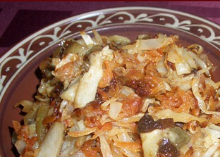 Капуста тушеная с белыми грибами (постное блюдо), Рецепт приготовления